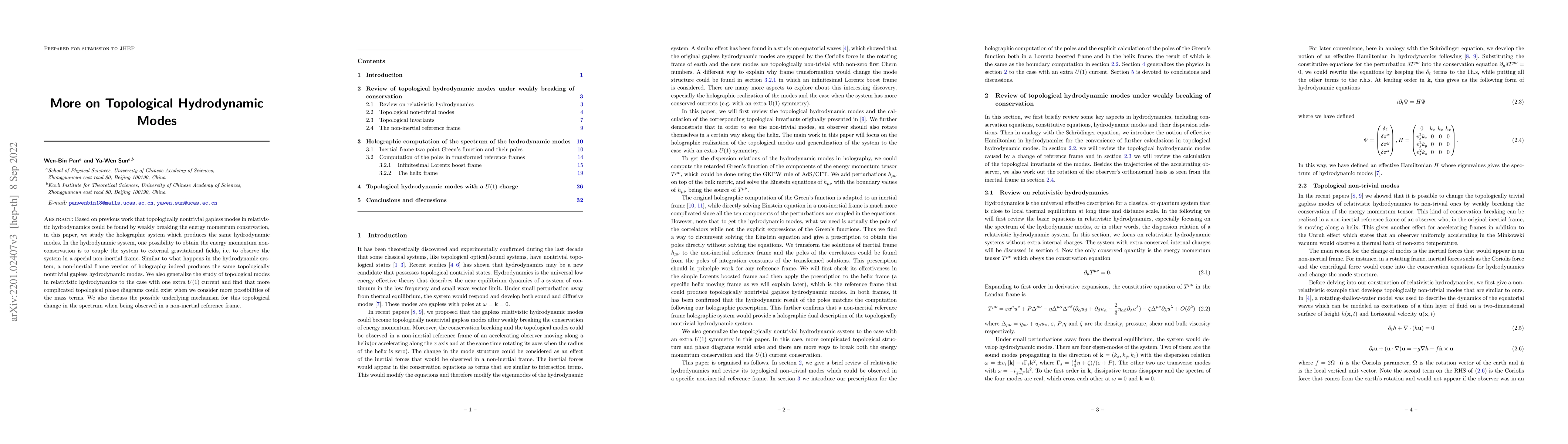 Thumbnail for More on Topological Hydrodynamic Modes