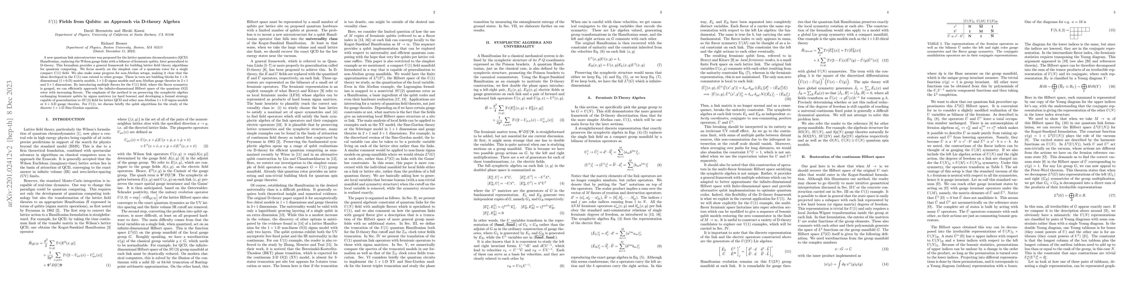 Thumbnail for U(1) Fields from Qubits: an Approach via D-theory Algebra