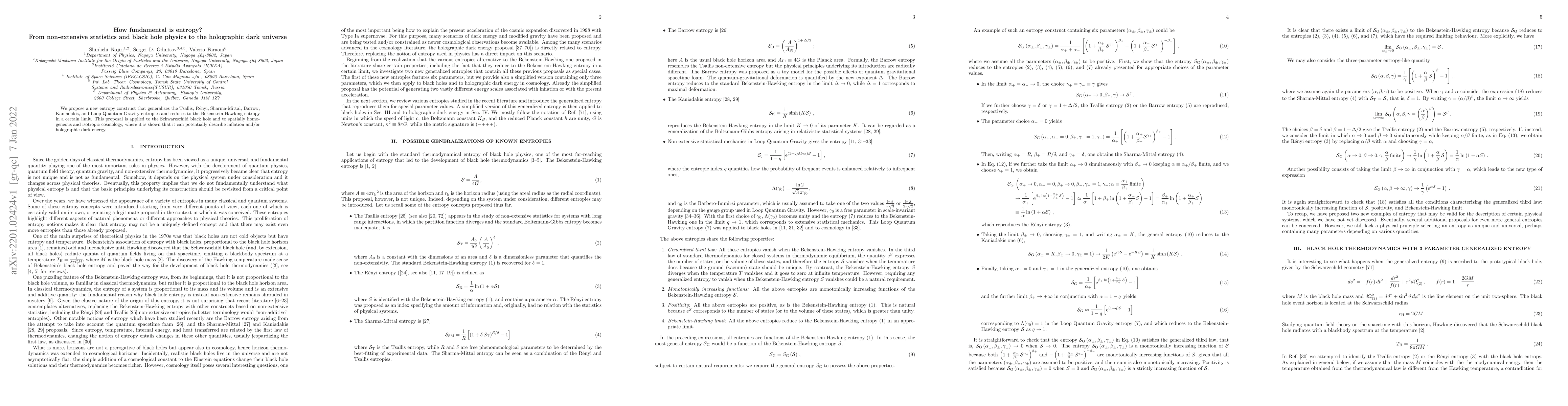 Thumbnail for How fundamental is entropy? From non-extensive statistics and black hole
  physics to the holographic dark universe