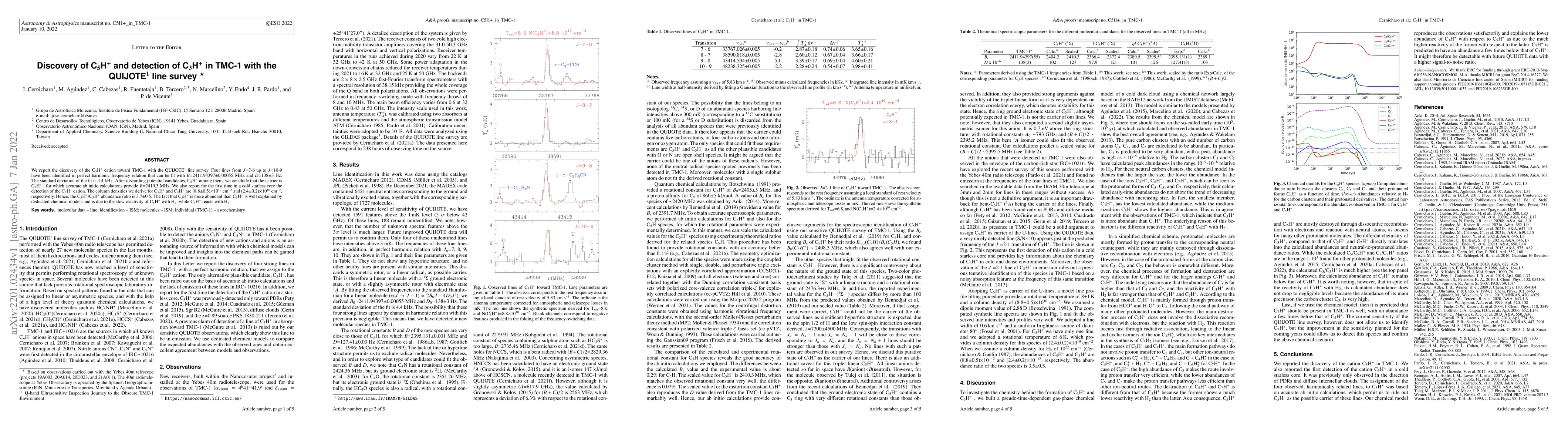 Thumbnail for Discovery of C5H+ and detection of C3H+ in TMC-1 with the QUIJOTE line
  survey