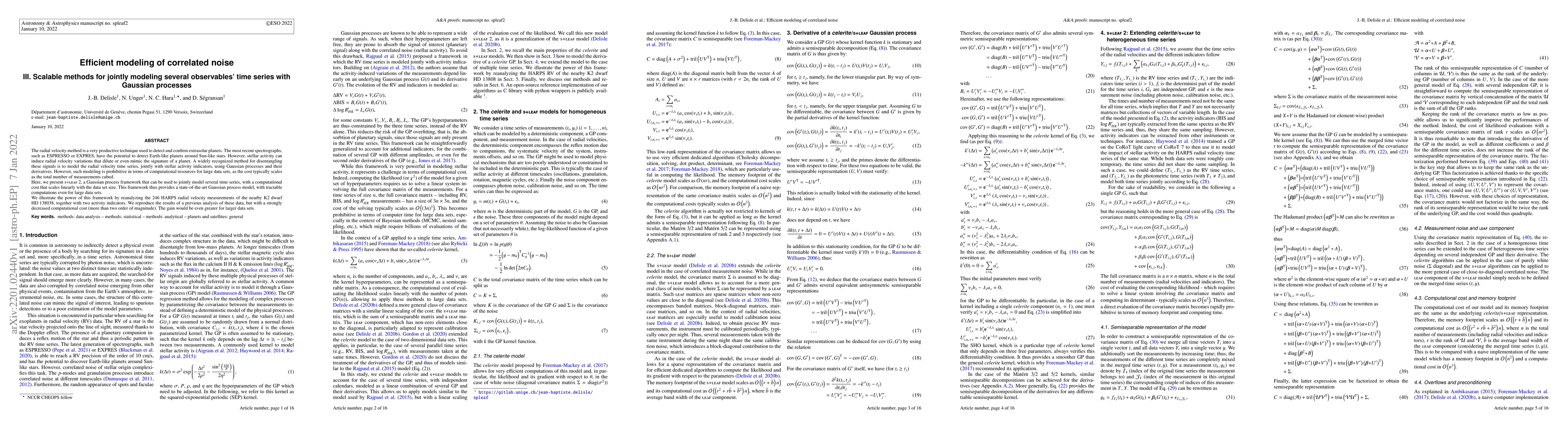 Thumbnail for Efficient modeling of correlated noise. III. Scalable methods for
  jointly modeling several observables' time series with Gaussian processes