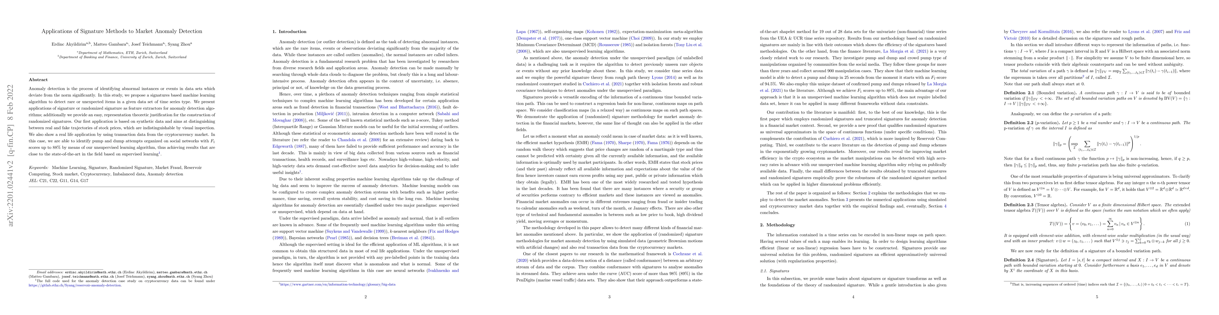 Thumbnail for Applications of Signature Methods to Market Anomaly Detection