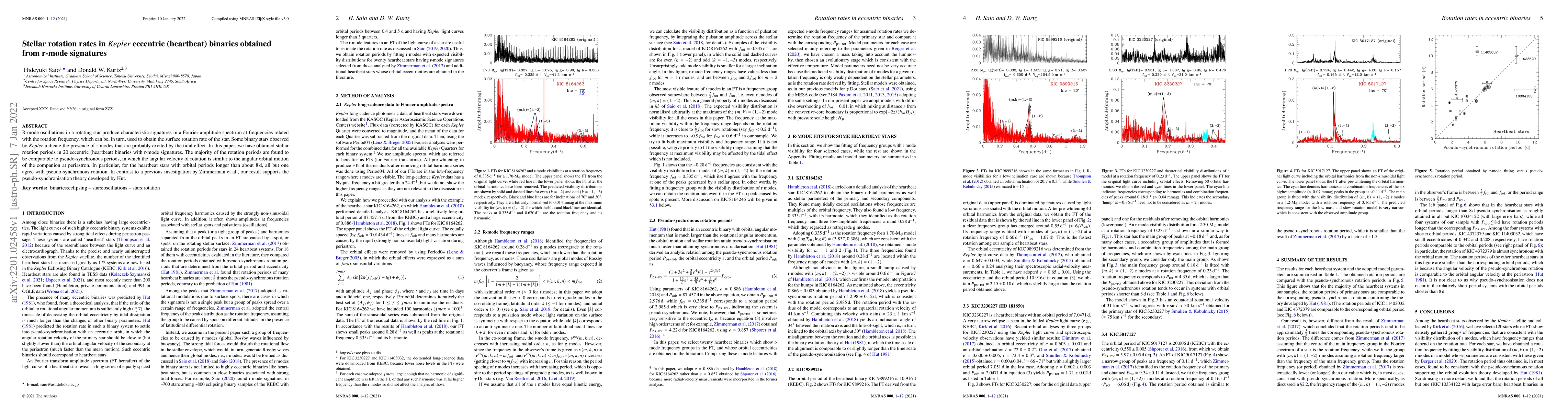 Thumbnail for Stellar rotation rates in Kepler eccentric (heartbeat) binaries obtained
  from r-mode signatures