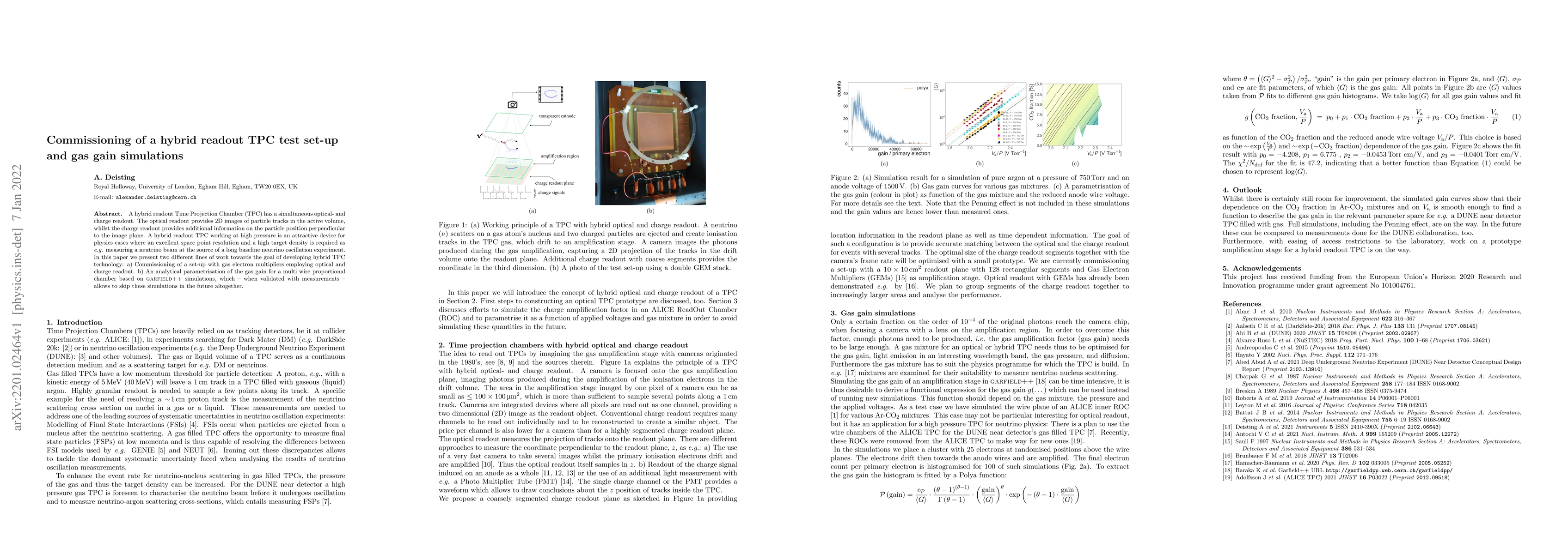 Thumbnail for Commissioning of a hybrid readout TPC test set-up and gas gain
  simulations