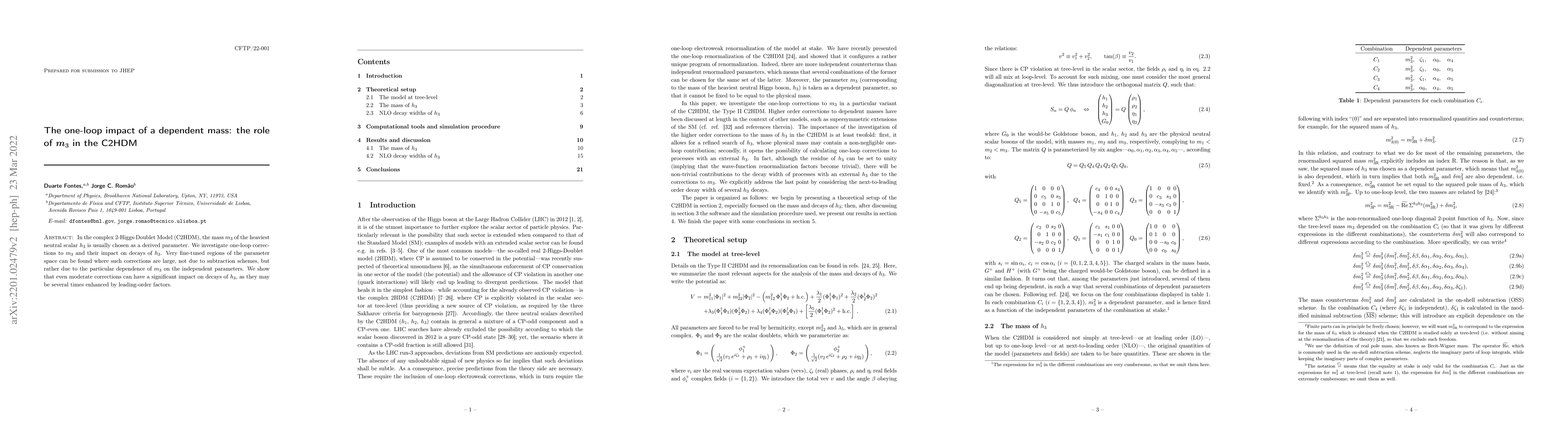Thumbnail for The one-loop impact of a dependent mass: the role of $m_3$ in the C2HDM