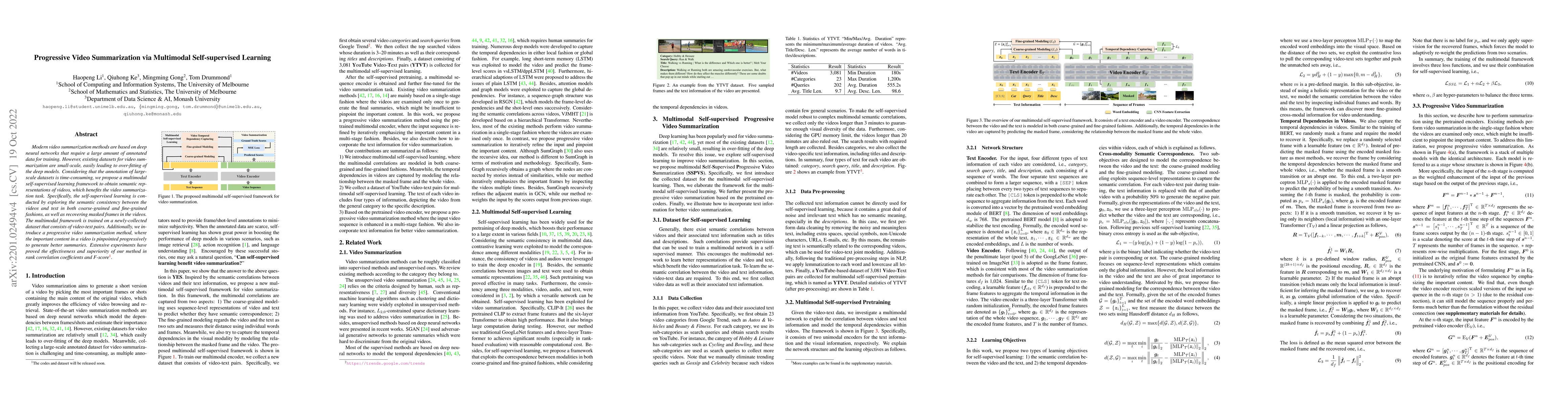 Thumbnail for Progressive Video Summarization via Multimodal Self-supervised Learning