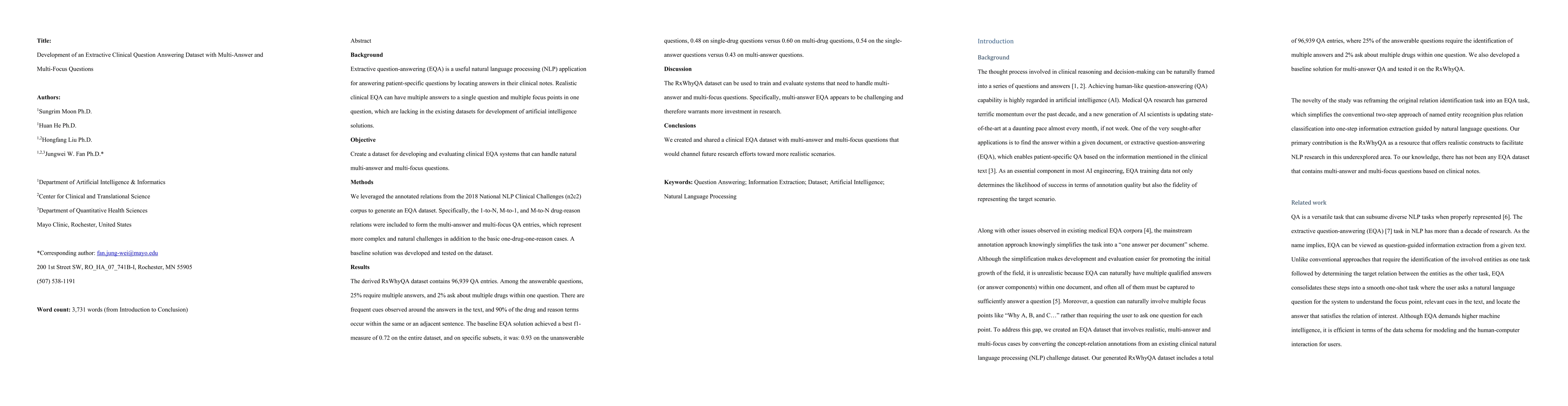 Thumbnail for Development of an Extractive Clinical Question Answering Dataset with
  Multi-Answer and Multi-Focus Questions