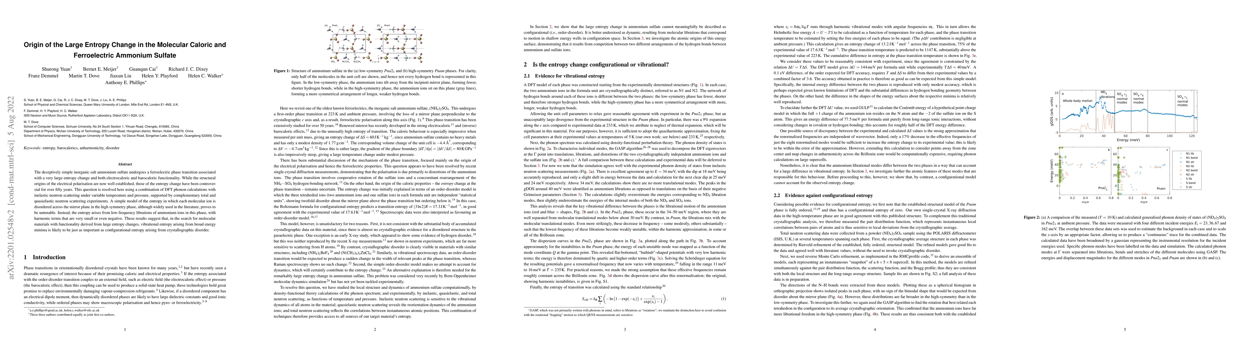 Thumbnail for Origin of the large entropy change in the molecular caloric and
  ferroelectric ammonium sulfate