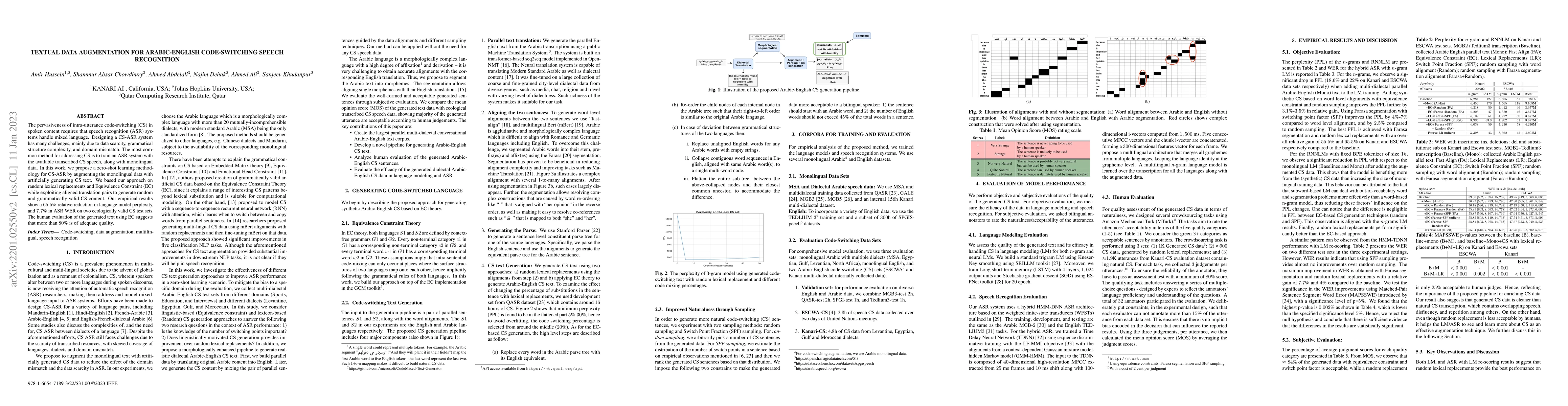 Thumbnail for Textual Data Augmentation for Arabic-English Code-Switching Speech
  Recognition