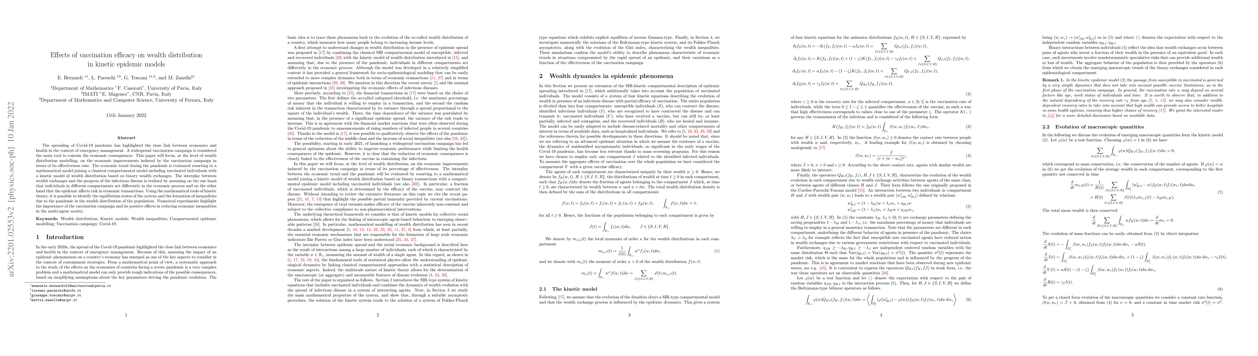 Thumbnail for Effects of vaccination efficacy on wealth distribution in kinetic
  epidemic models