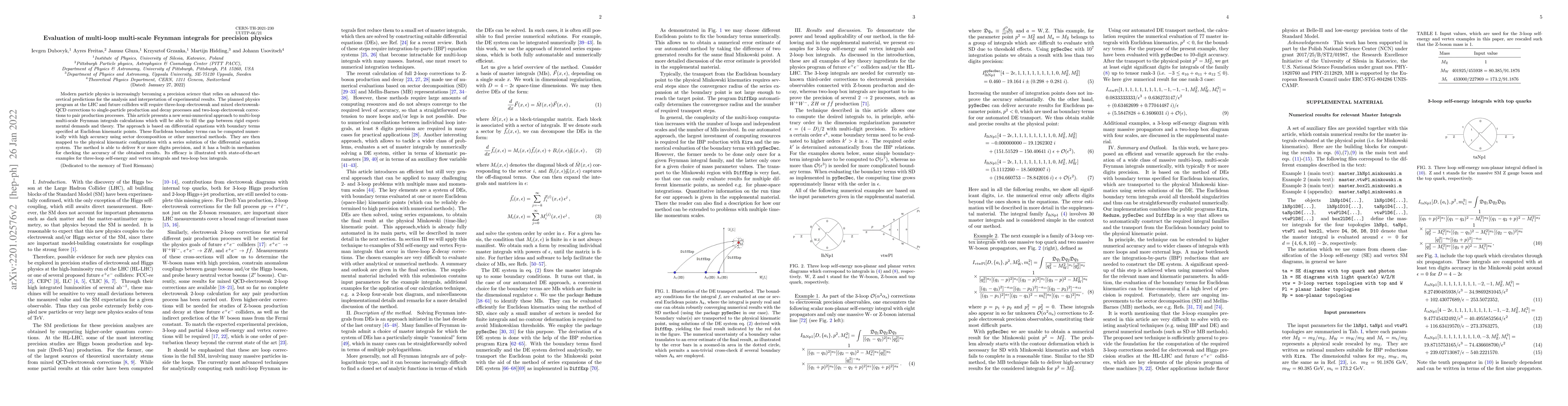 Thumbnail for Evaluation of multi-loop multi-scale Feynman integrals for precision
  physics