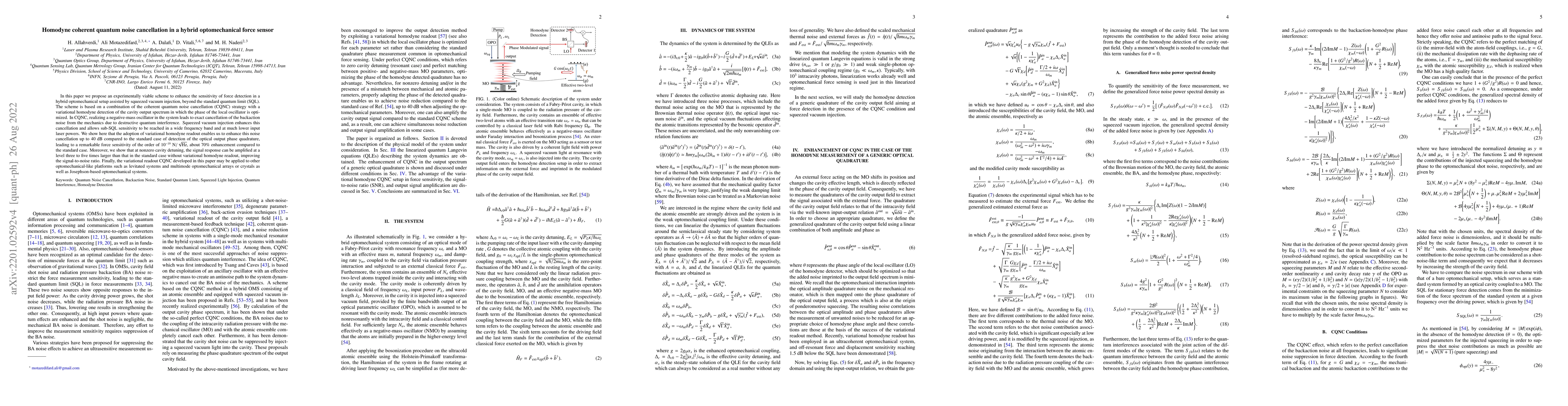 Thumbnail for Homodyne coherent quantum noise cancellation in a hybrid optomechanical
  force sensor