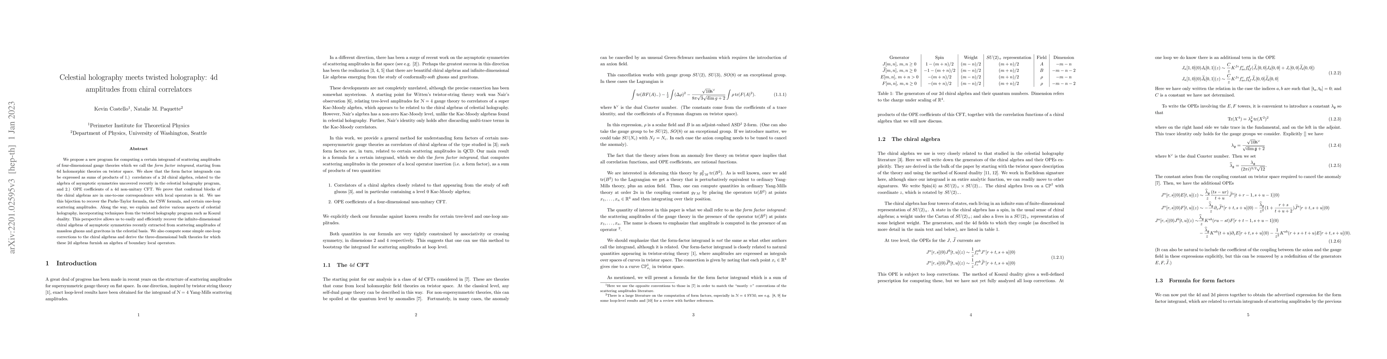 Thumbnail for Celestial holography meets twisted holography: 4d amplitudes from chiral
  correlators