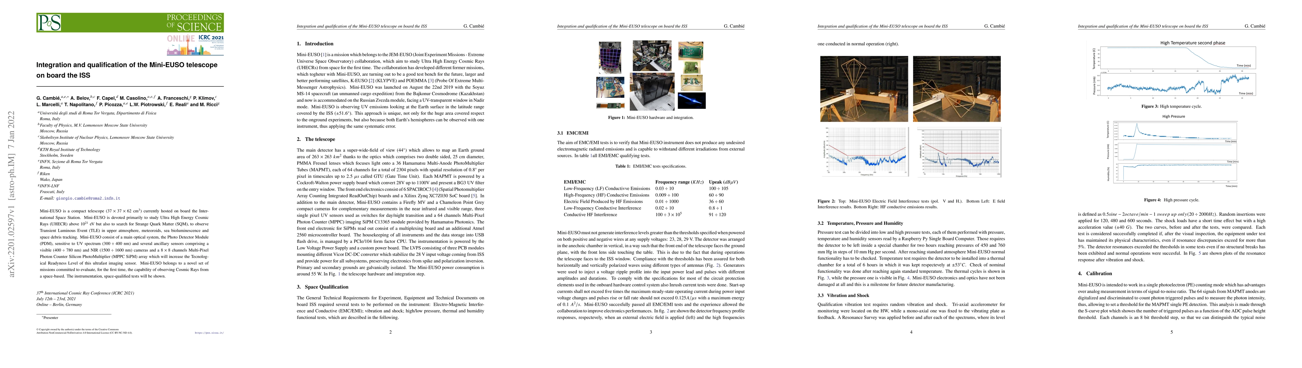 Thumbnail for Integration and qualification of the Mini-EUSO telescope on board the
  ISS