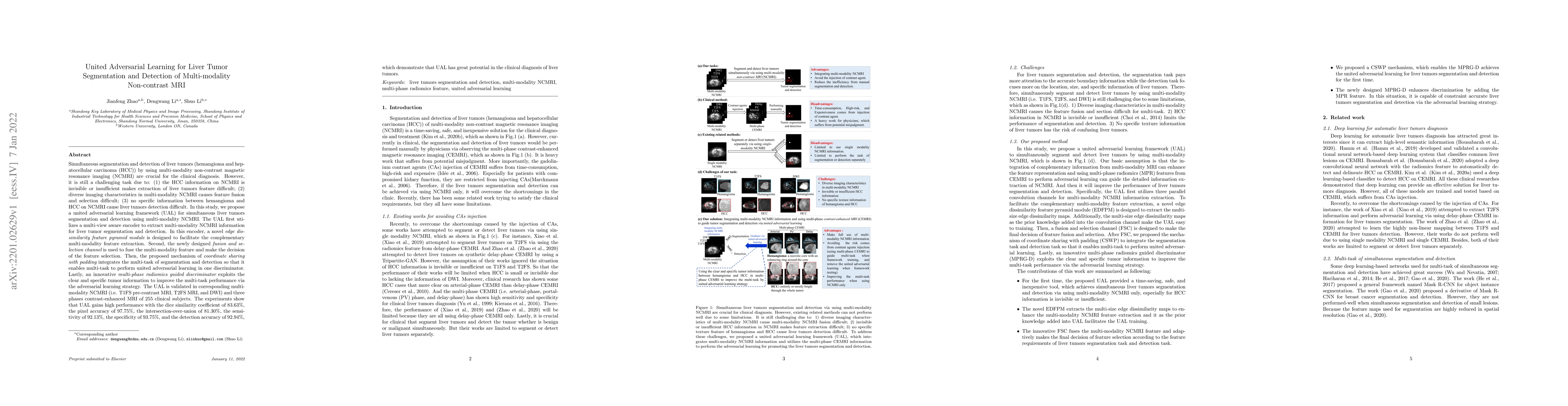 Thumbnail for United adversarial learning for liver tumor segmentation and detection
  of multi-modality non-contrast MRI