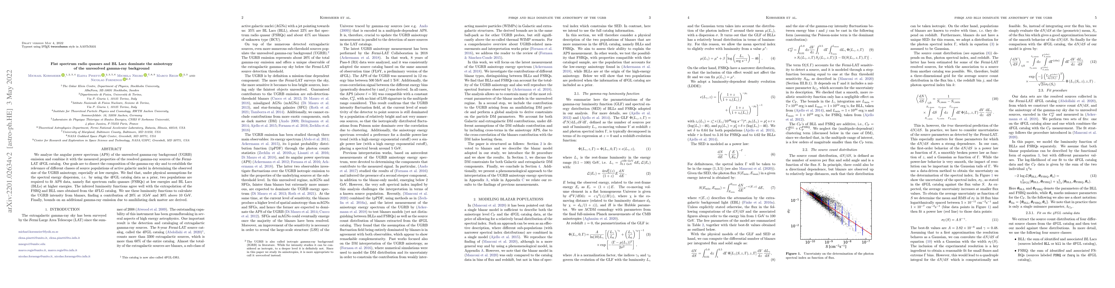 Thumbnail for Flat spectrum radio quasars and BL Lacs dominate the anisotropy of the
  unresolved gamma-ray background