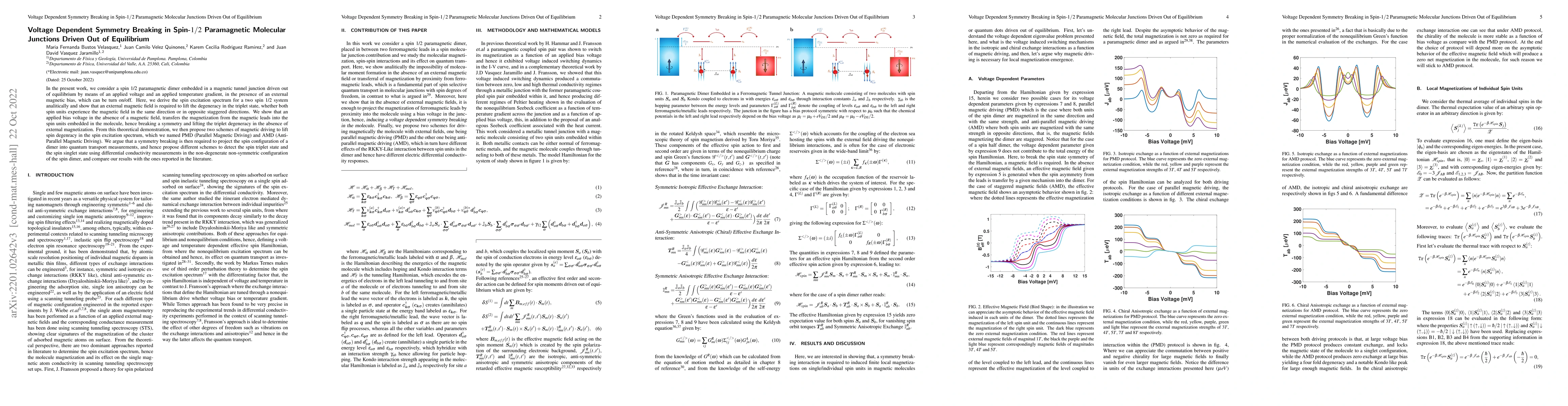 Thumbnail for Voltage Dependent Symmetry Breaking Effects in the Spin Excitation
  Spectrum of Spin-$\frac{1}{2}$ Paramagnetic Molecular Junctions Driven Out of
  Equilibrium
