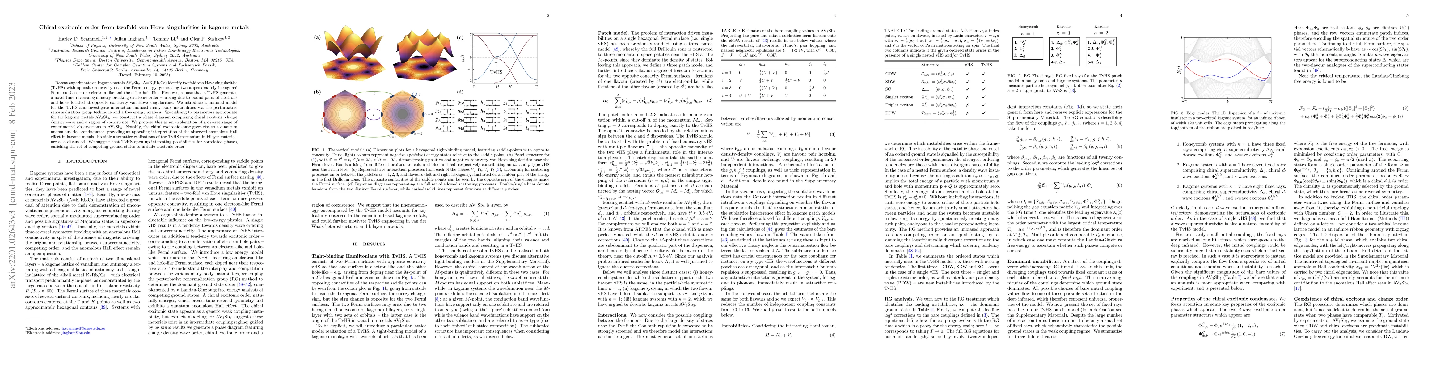Thumbnail for Chiral excitonic order from twofold van Hove singularities in kagome
  metals