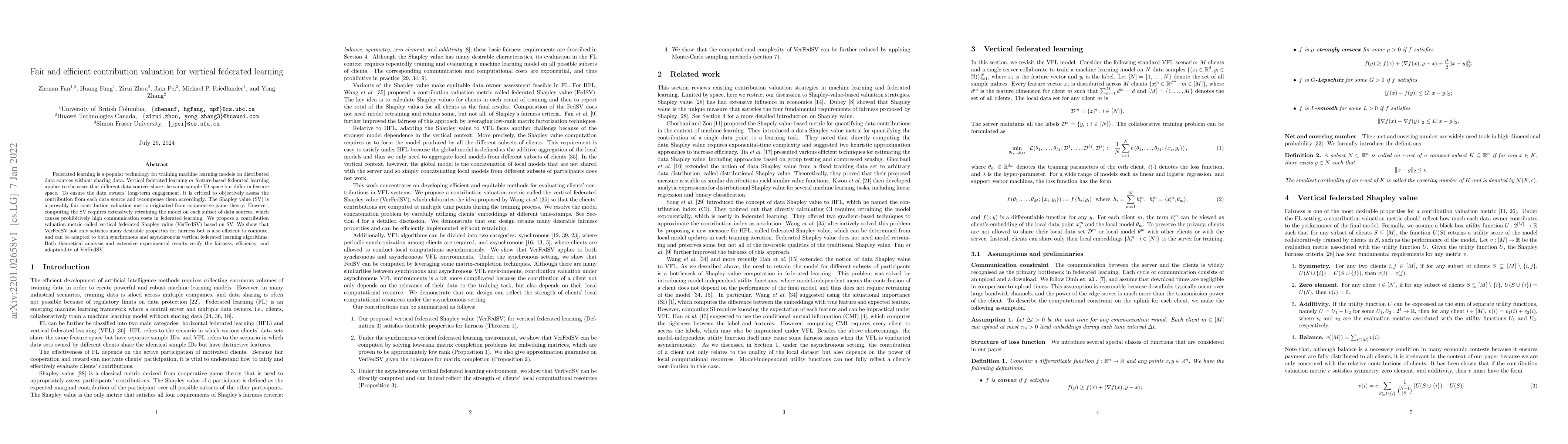 Thumbnail for Fair and efficient contribution valuation for vertical federated
  learning