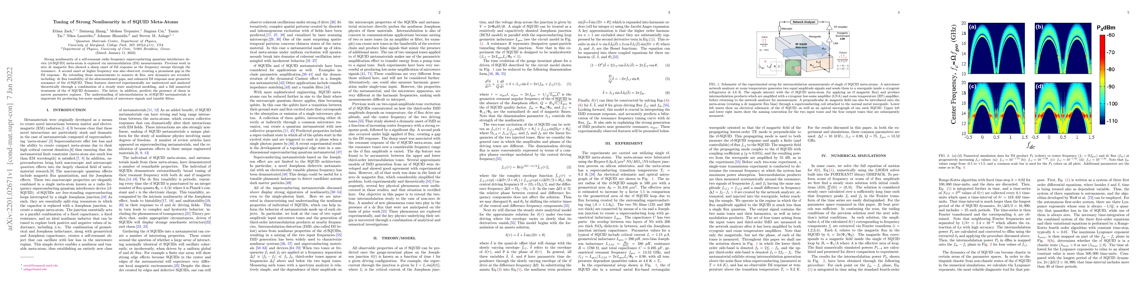 Thumbnail for Tuning of Strong Nonlinearity in rf SQUID Meta-Atoms