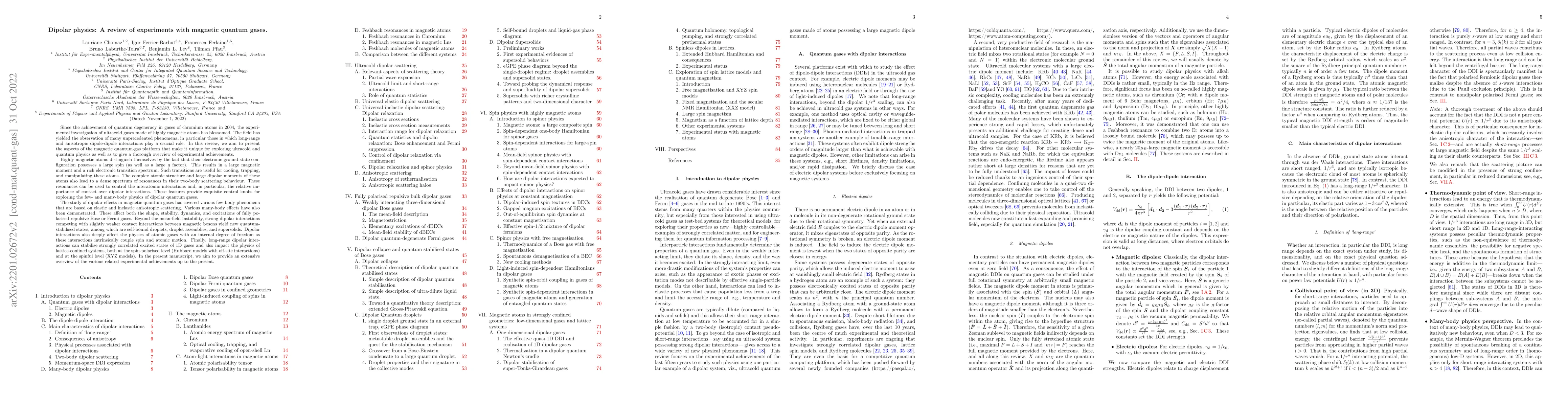 Thumbnail for Dipolar physics: A review of experiments with magnetic quantum gases