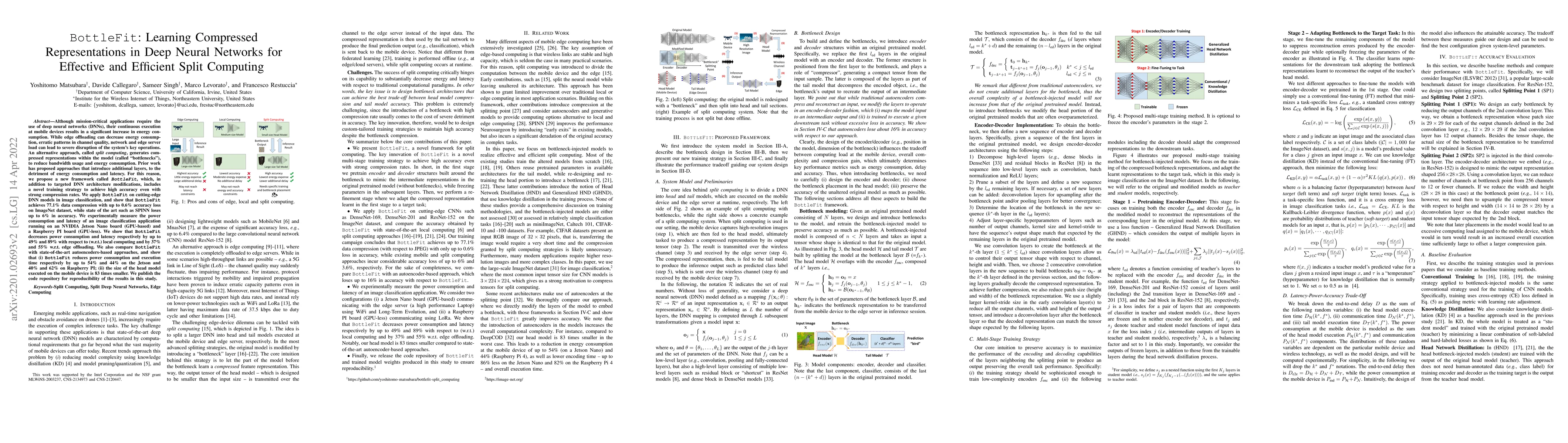Thumbnail for BottleFit: Learning Compressed Representations in Deep Neural Networks
  for Effective and Efficient Split Computing