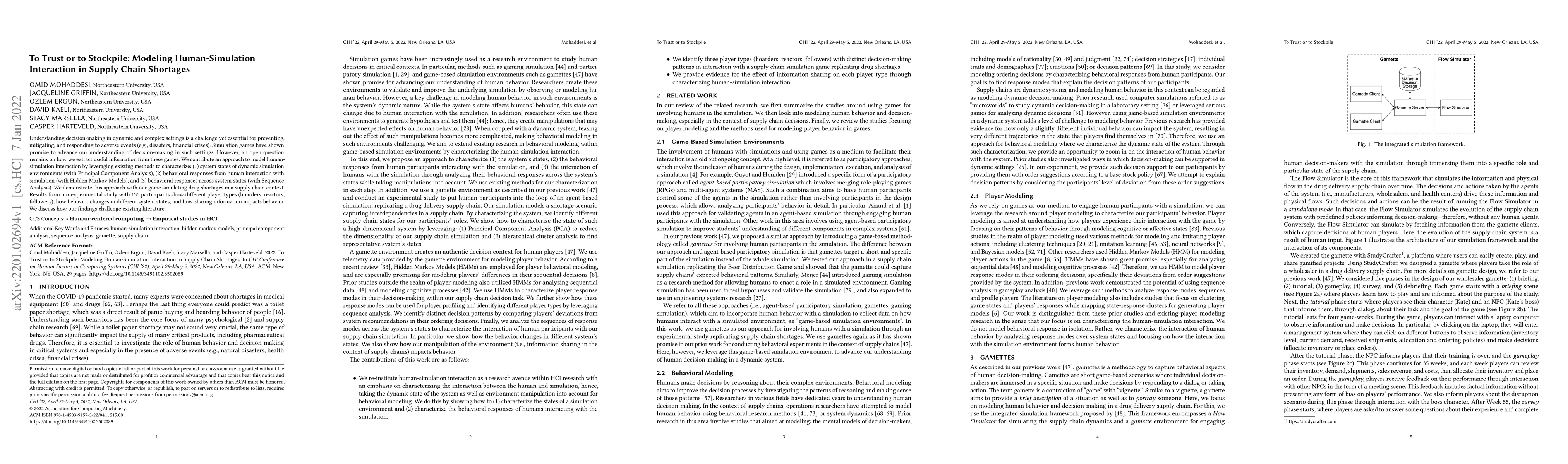 Thumbnail for To Trust or to Stockpile: Modeling Human-Simulation Interaction in
  Supply Chain Shortages