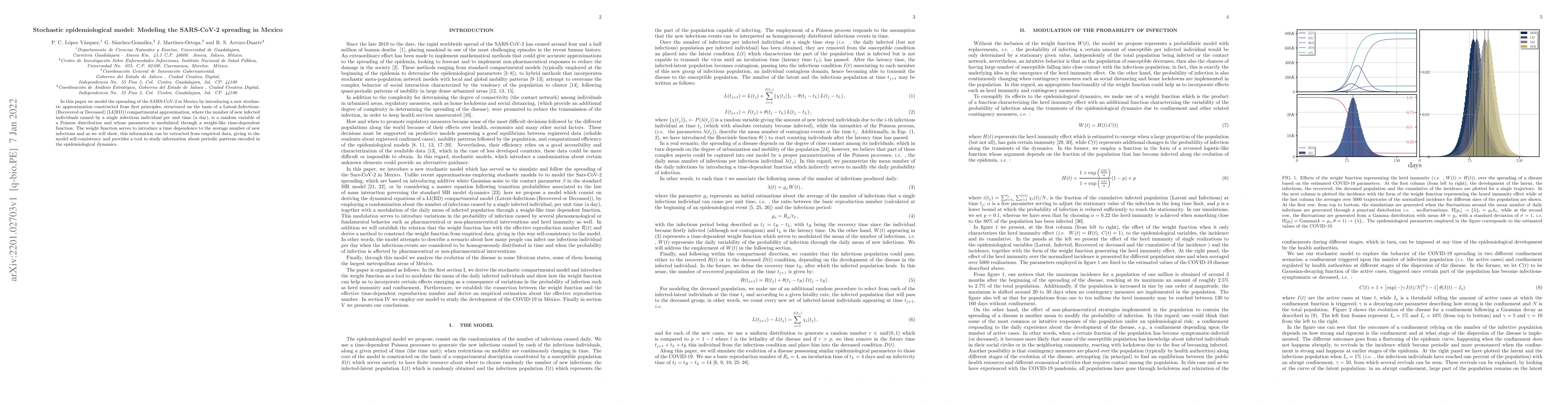 Thumbnail for Stochastic epidemiological model: Modeling the SARS-CoV-2 spreading in
  Mexico