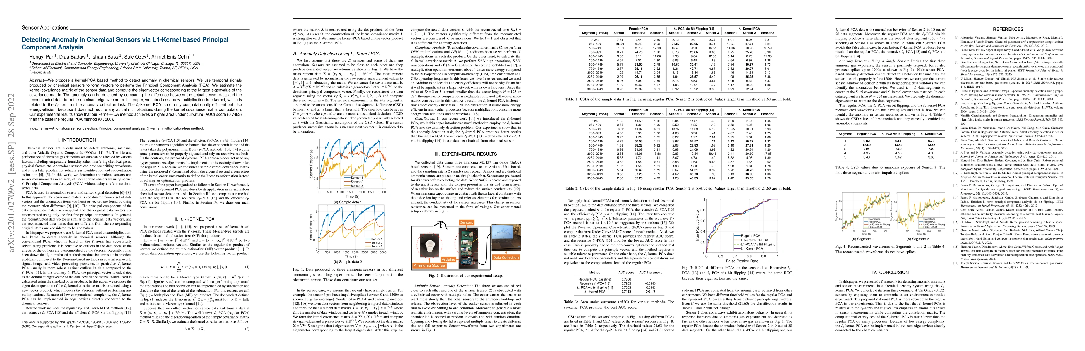 Thumbnail for Detecting Anomaly in Chemical Sensors via L1-Kernels based Principal
  Component Analysis