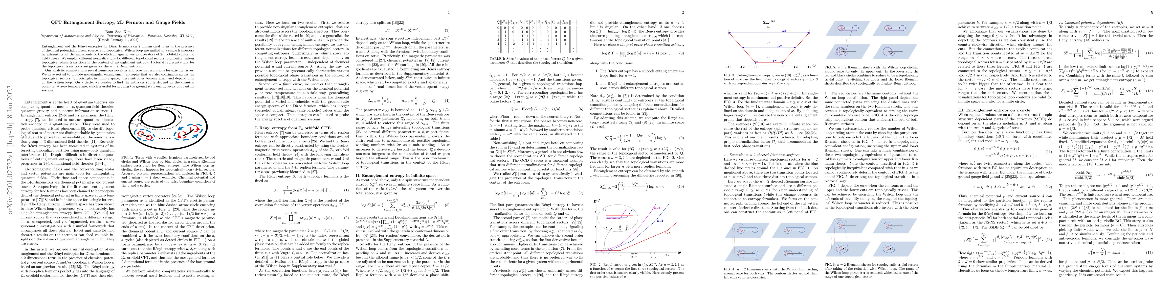 Thumbnail for QFT Entanglement Entropy, 2D Fermion and Gauge Fields