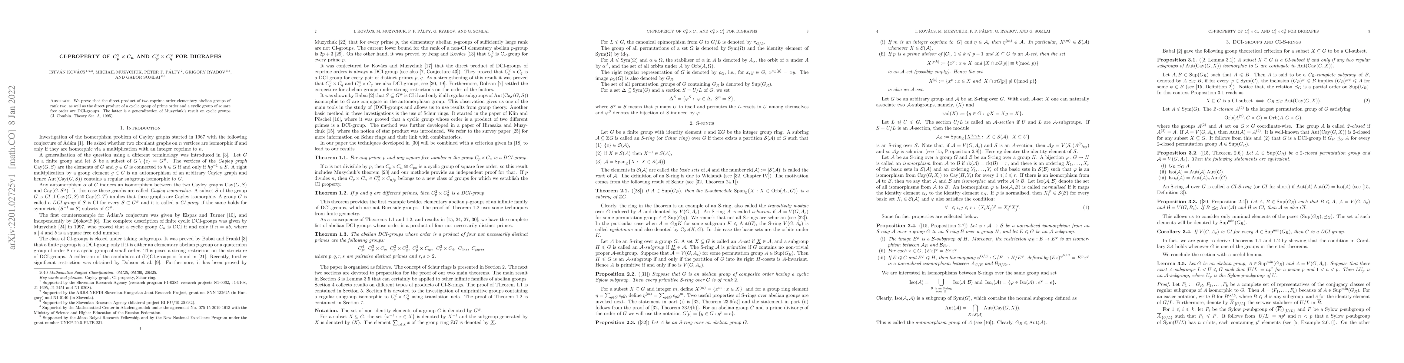 Thumbnail for CI-property of $C_p^2 \times C_n$ and $C_p^2 \times C_q^2$ for digraphs