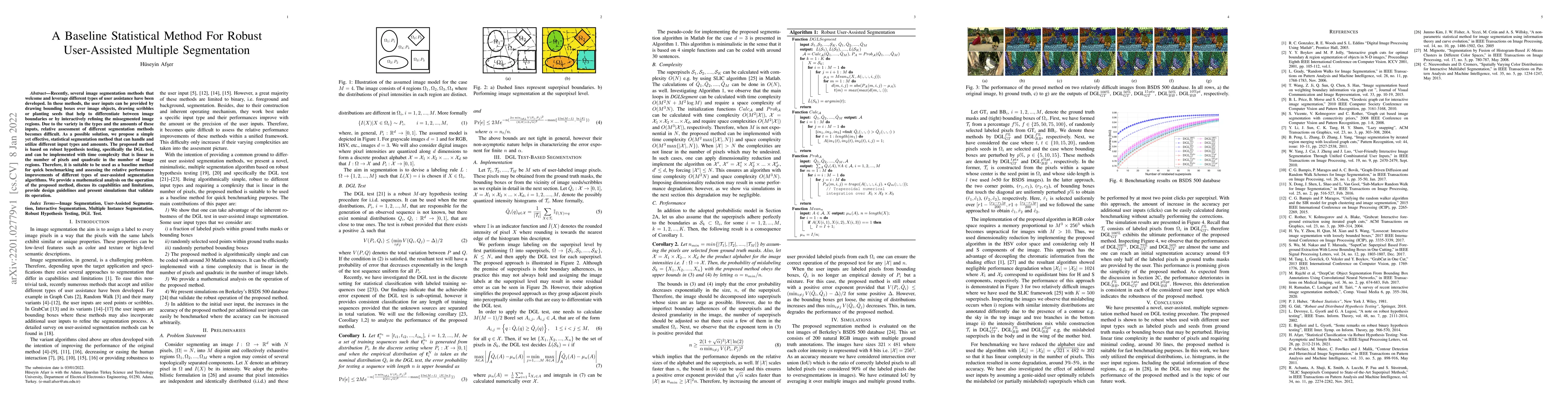 Thumbnail for A Baseline Statistical Method For Robust User-Assisted Multiple
  Segmentation