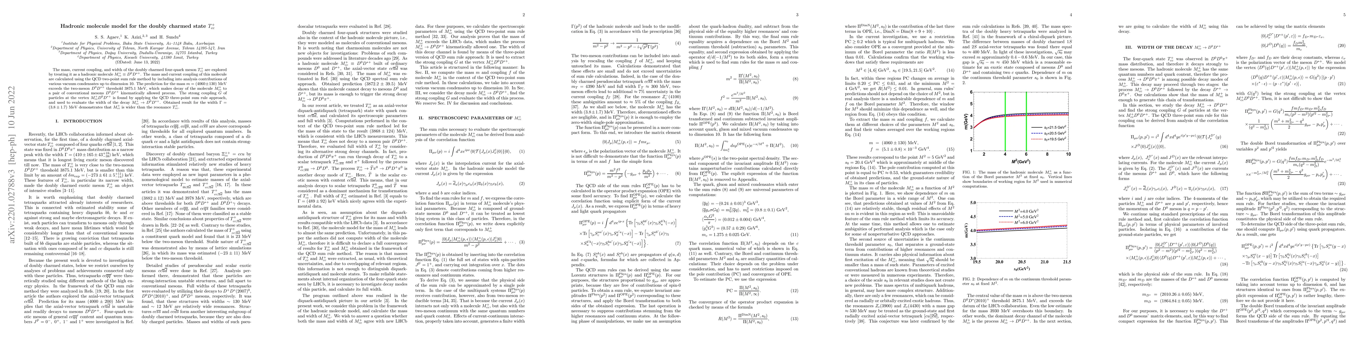 Thumbnail for Hadronic molecule model for the doubly charmed state $T^{+}_{cc}$