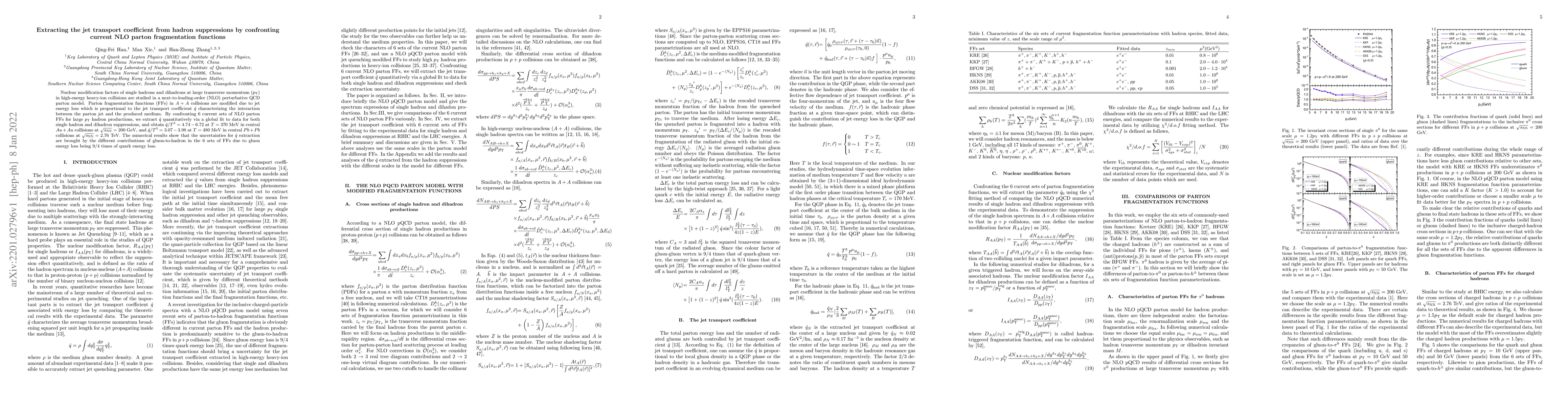 Thumbnail for Extracting the jet transport coefficient from hadron suppressions by
  confronting current NLO parton fragmentation functions