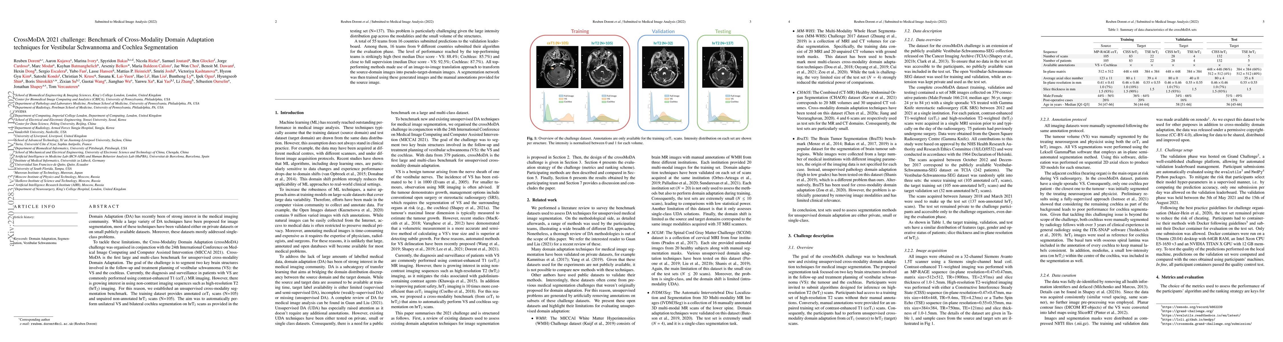 Thumbnail for CrossMoDA 2021 challenge: Benchmark of Cross-Modality Domain Adaptation
  techniques for Vestibular Schwannoma and Cochlea Segmentation