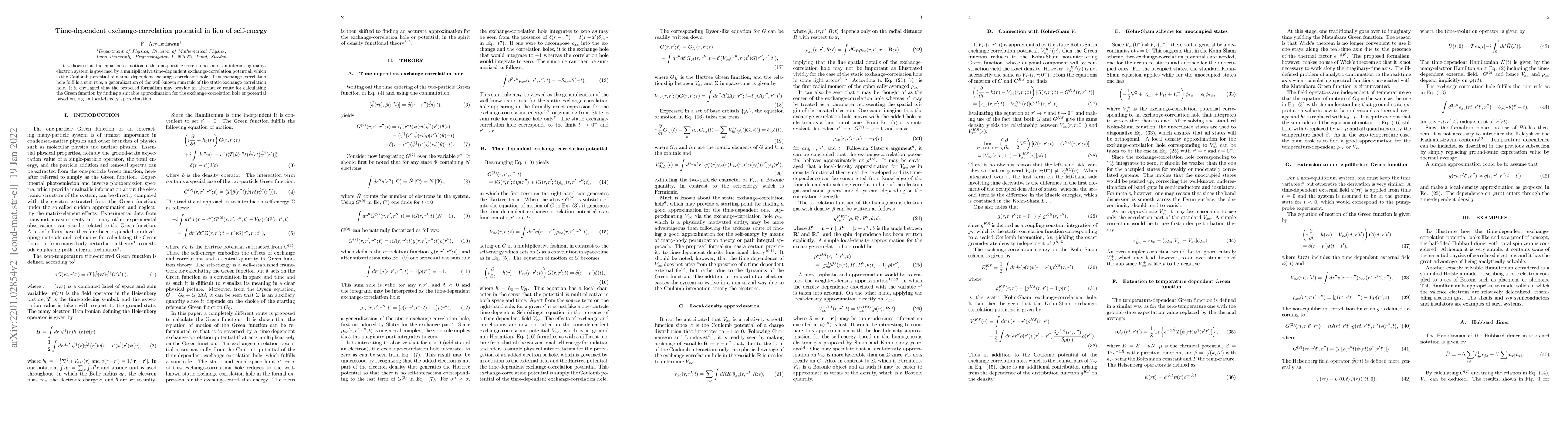 Thumbnail for Time-dependent exchange-correlation potential in lieu of self-energy