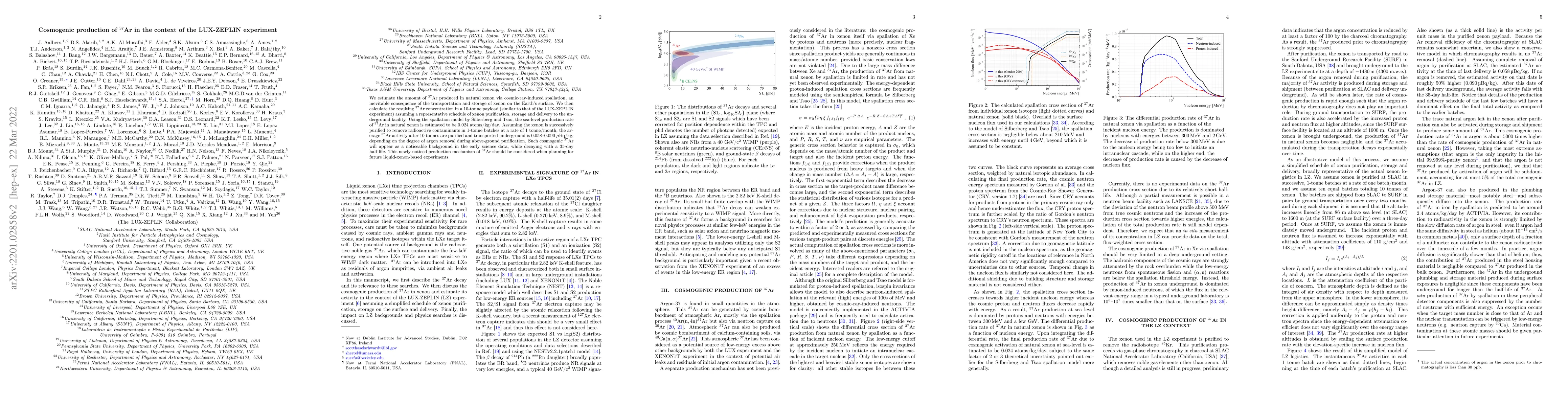Thumbnail for Cosmogenic production of $^{37}$Ar in the context of the LUX-ZEPLIN
  experiment
