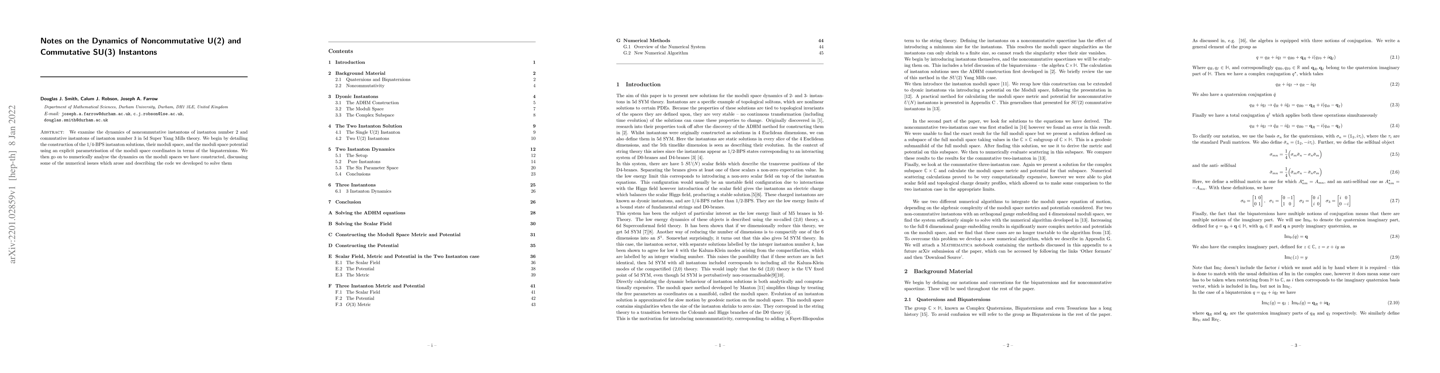 Thumbnail for Notes on the Dynamics of Noncommutative U(2) and Commutative SU(3)
  Instantons