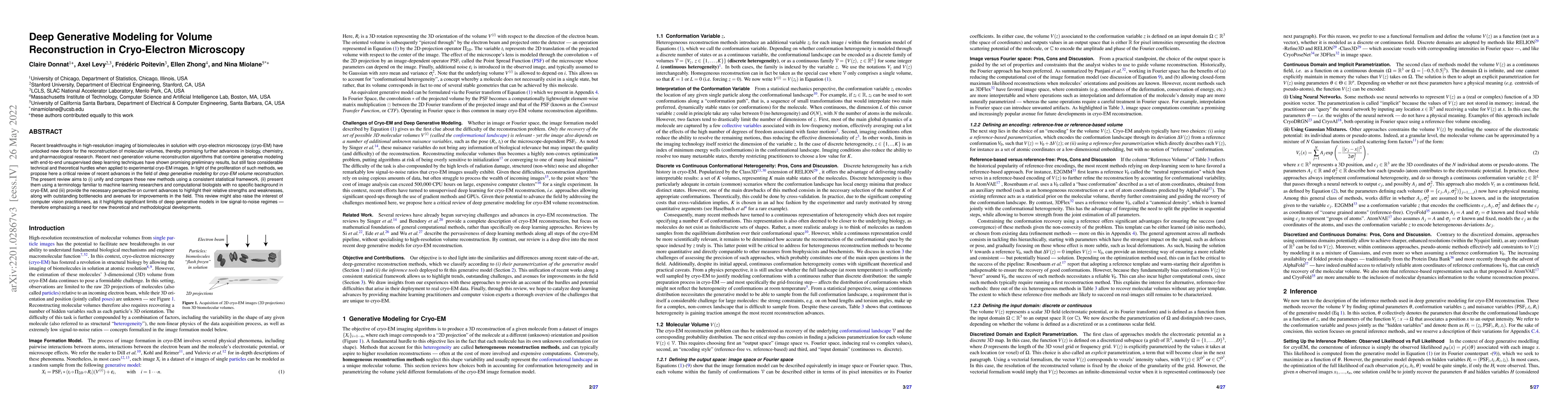 Thumbnail for Deep Generative Modeling for Volume Reconstruction in Cryo-Electron
  Microscopy