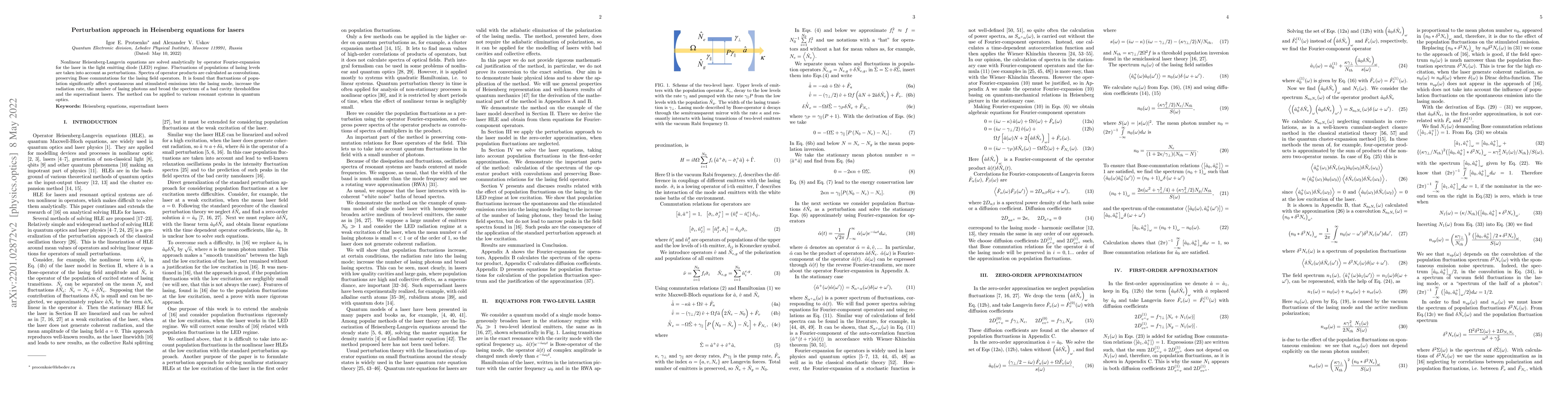 Thumbnail for Perturbation approach in Heisenberg equations for lasers