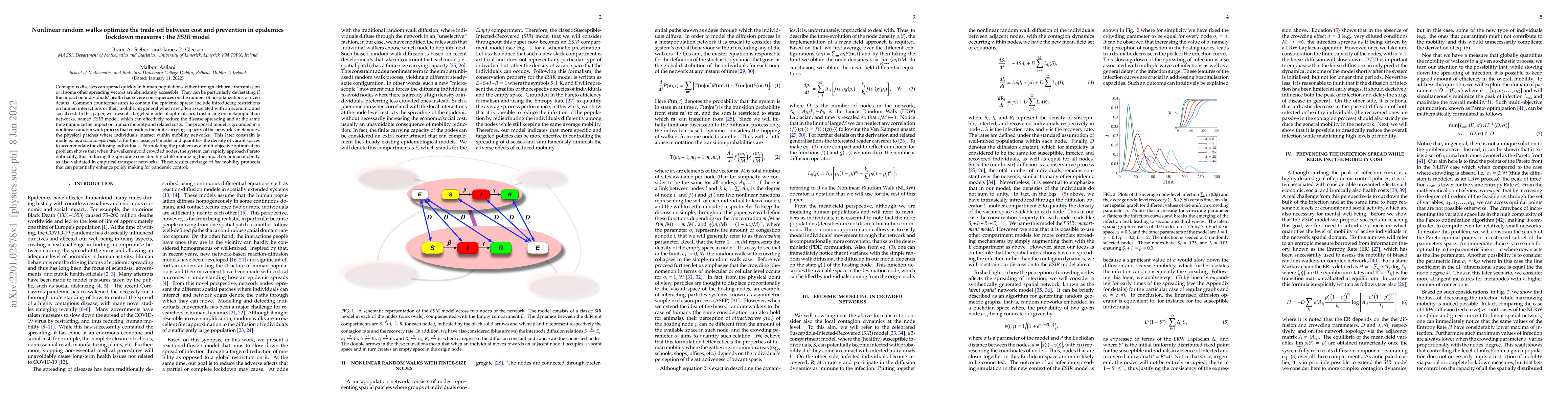 Thumbnail for Nonlinear random walks optimize the trade-off between cost and
  prevention in epidemics lockdown measures : the ESIR model