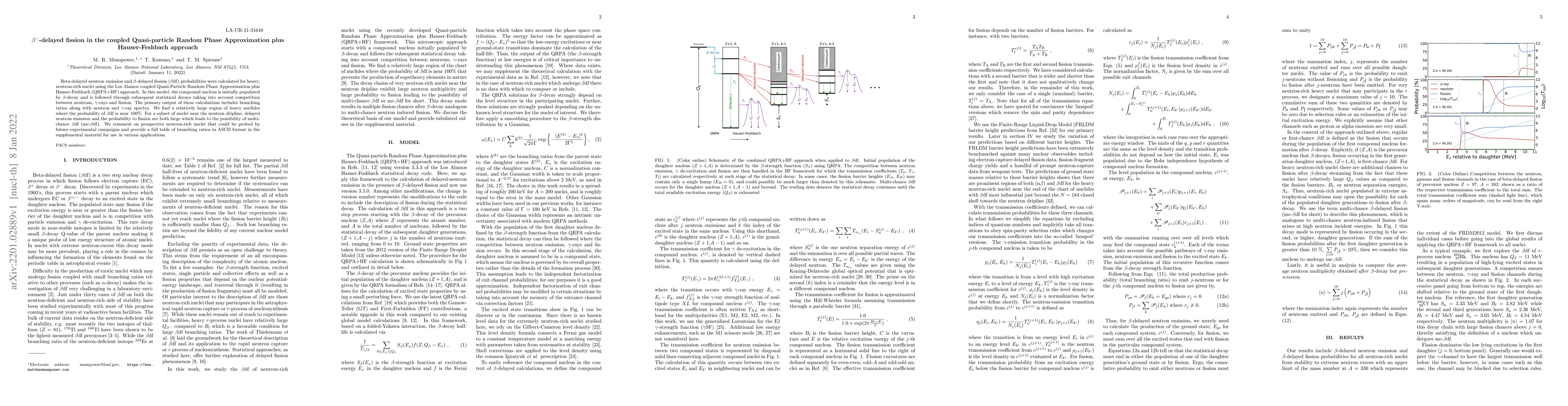 Thumbnail for Beta-delayed fission in the coupled Quasi-particle Random Phase
  Approximation plus Hauser-Feshbach approach