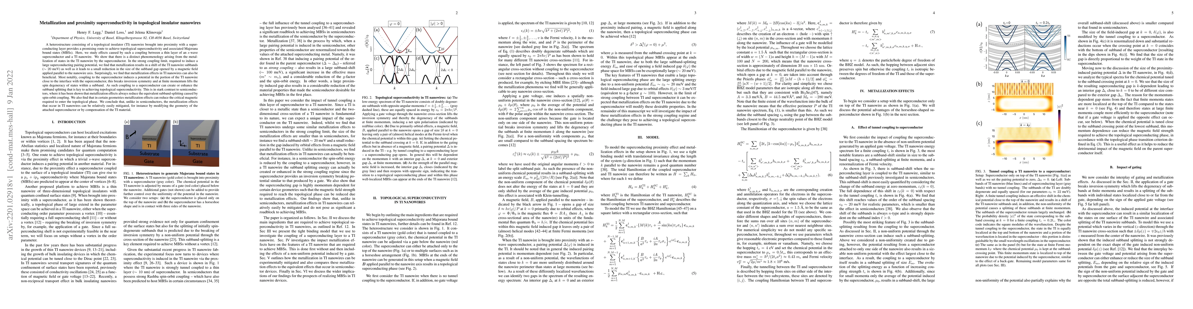 Thumbnail for Metallization and proximity superconductivity in topological insulator
  nanowires