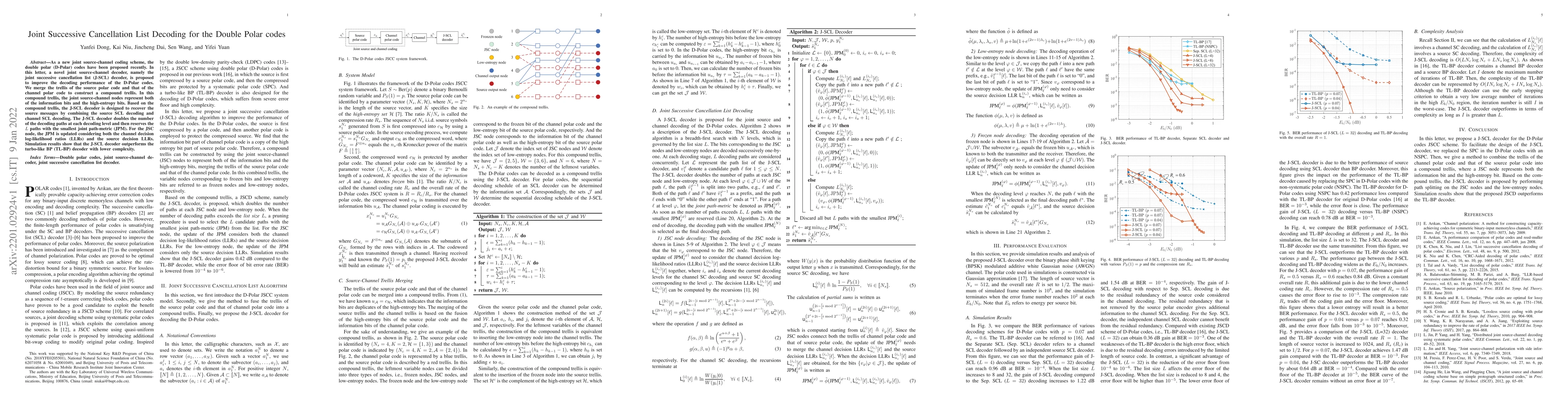 Thumbnail for Joint Successive Cancellation List Decoding for the Double Polar codes