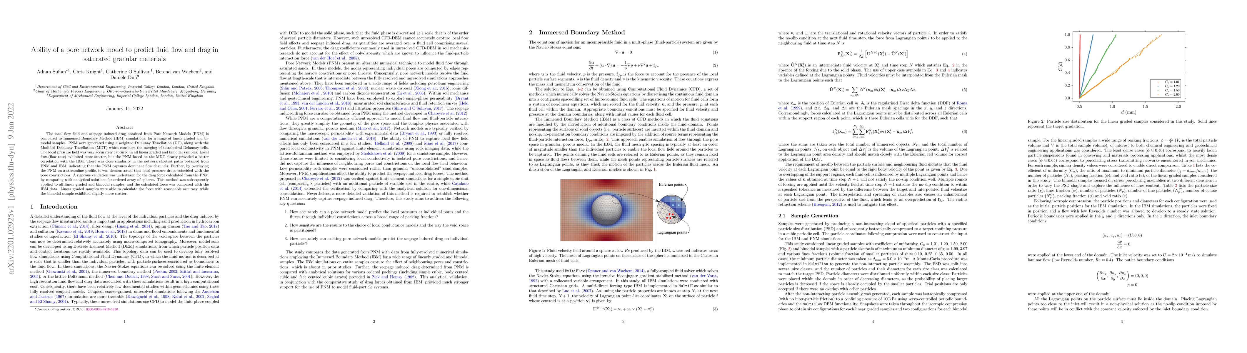 Thumbnail for Ability of a pore network model to predict fluid flow and drag in
  saturated granular materials