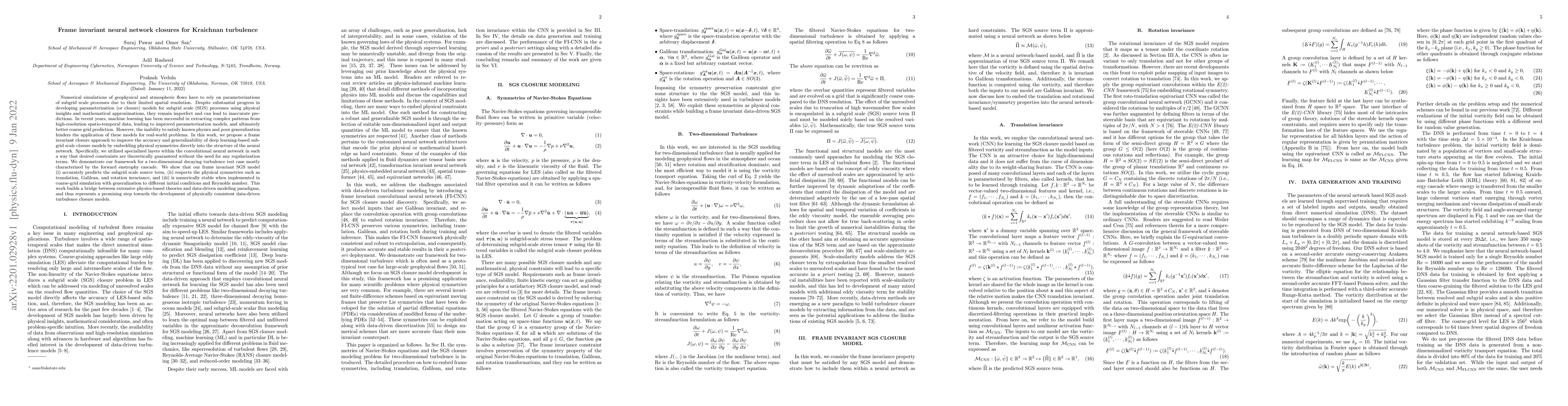 Thumbnail for Frame invariant neural network closures for Kraichnan turbulence