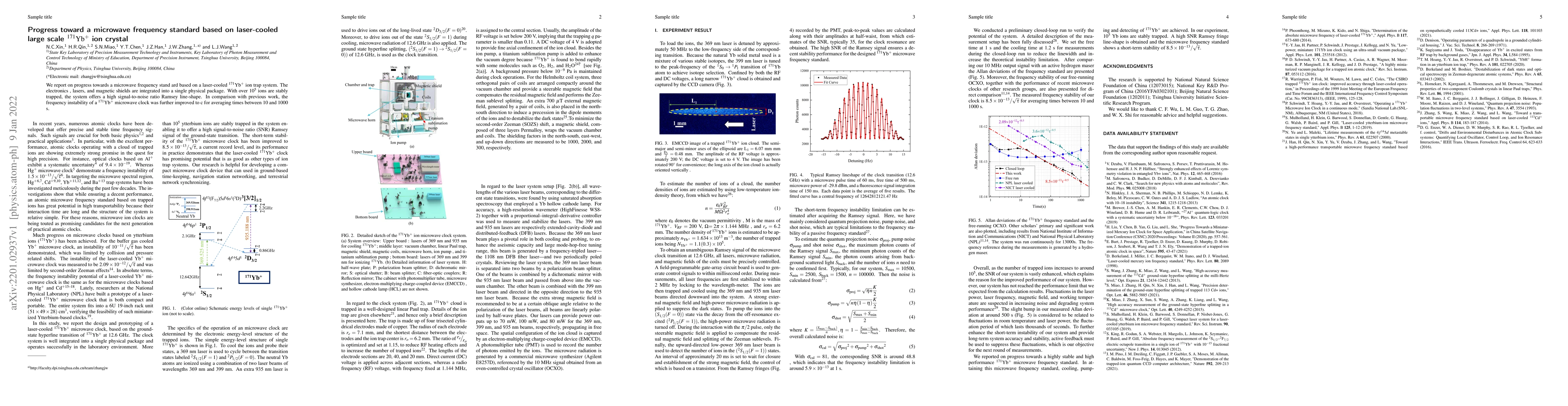 Thumbnail for Progress toward a microwave frequency standard based on laser-cooled
  large scale 171Yb+ ion crystal