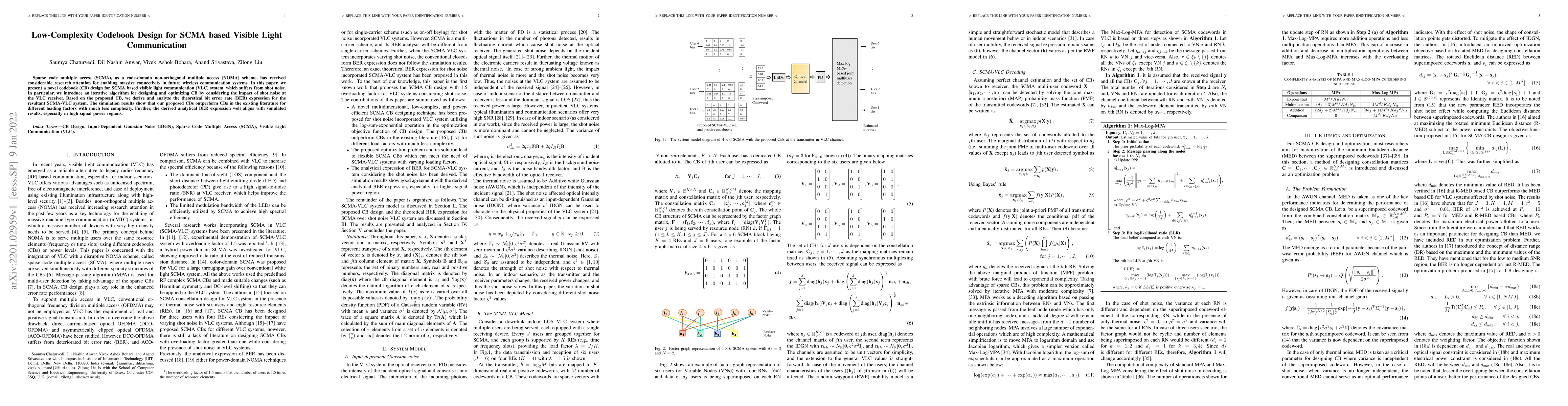Thumbnail for Low-Complexity Codebook Design for SCMA based Visible Light
  Communication