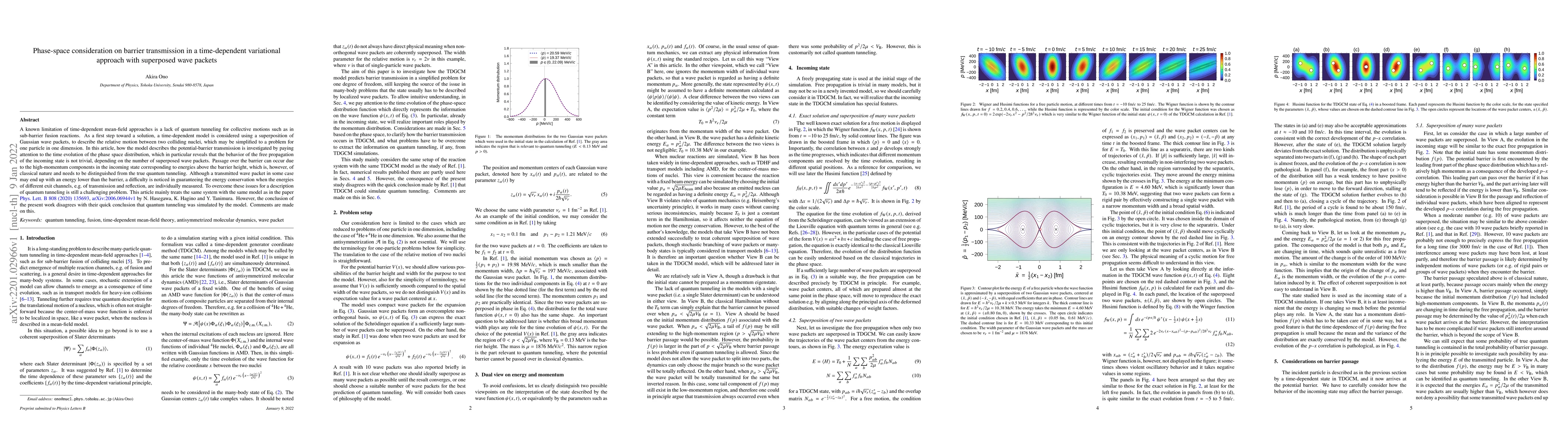 Thumbnail for Phase-space consideration on barrier transmission in a time-dependent
  variational approach with superposed wave packets