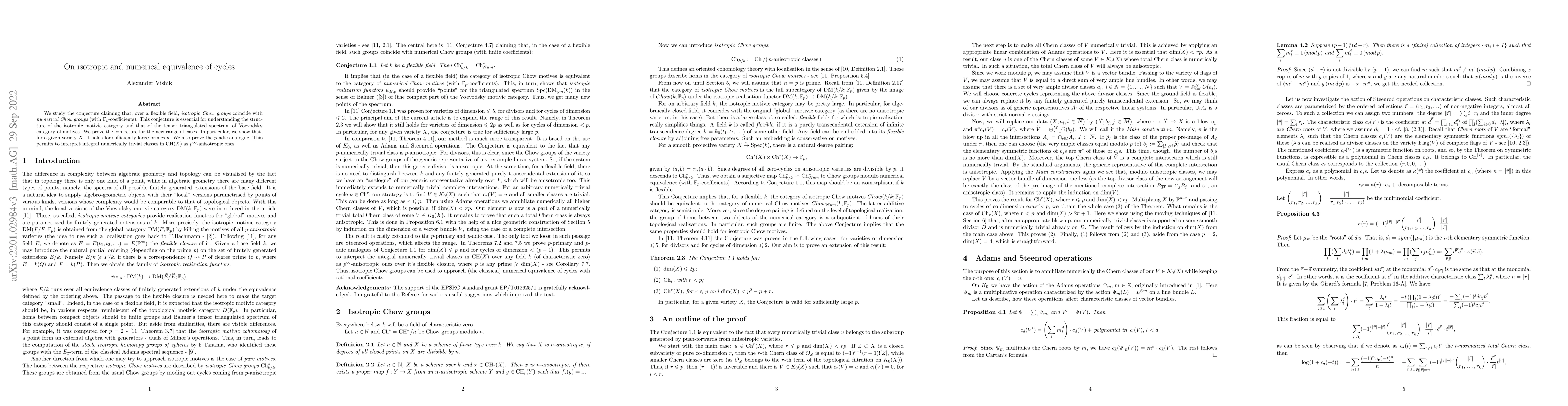 Thumbnail for On isotropic and numerical equivalence of cycles